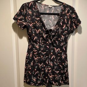 Garage Floral Tie Front Romper